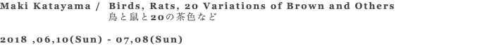 Maki Katayama / Birds, Rats, 20 Variations of Brown and Others 鳥と鼠と20の茶色など 2018 ,06,10(Sun) - 07,08(Sun) 